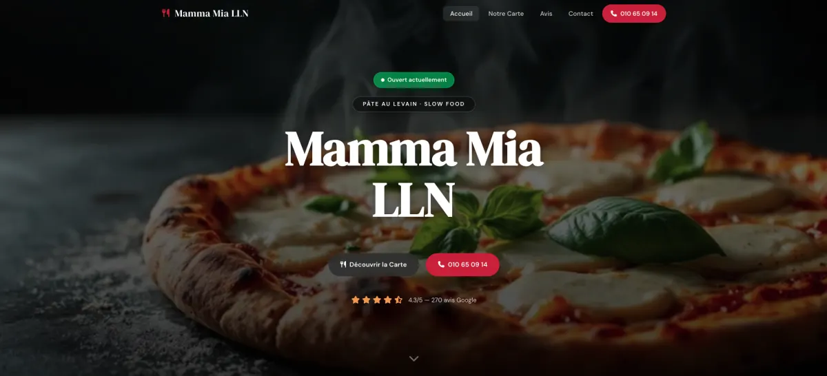 Aperçu du site Mamma Mia LLN